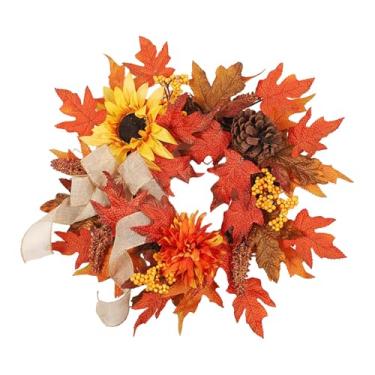 Imagem de Fancyes Guirlanda de Outono Decoração de Outono Versátil Realista 19,69 polegadas Guirlanda de Porta de para Festa ao Ar Livre Hotel Halloween Fazenda