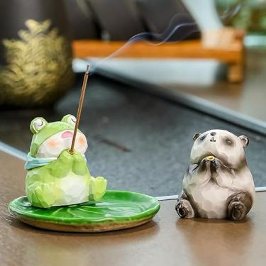 Imagem de 1 suporte geométrico de incenso para animais, vários estilos, sapo, panda, gato, urso, nórdico, minimalista, mesa, aromaterapia, decoração, escritório, B