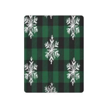 Imagem de ATTX Lençol de berço com elástico - Lençóis de bebê com flocos de neve guingão verde e preto, capa de colchão respirável de microfibra macia para berço padrão e colchão infantil, 68,6 cm x 99,1 cm x