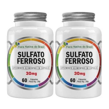 Imagem de Kit 2x Sulfato Ferroso 30mg 60 Capsulas Flora Nativa do Brasil
