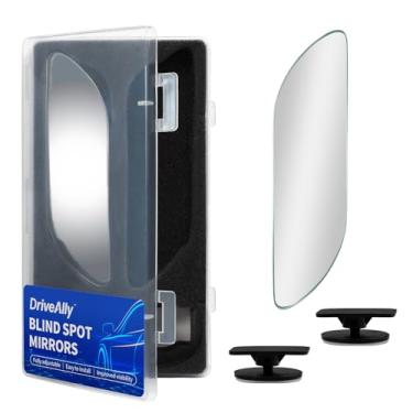 Imagem de DriveAlly 2 peças de espelho de ponto cego de carro, ângulo de vidro convexo HD sem moldura ajustável, espelho reverso auxiliar traseiro autoadesivo, espelhos laterais de ângulo amplo, acessórios