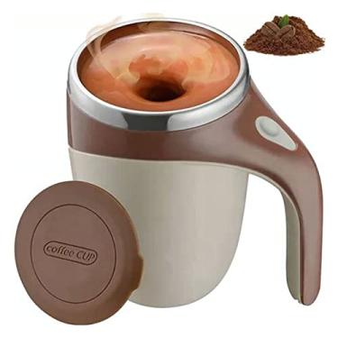 Imagem de Naroote Copo de Mistura Elétrico, 380ml, Totalmente Automático, Aço Inoxidável 304, Sem BPA, Copo Com Agitação Automática, Magnético, Portátil, Viagem Doméstica para Leite e Cacau (Café)