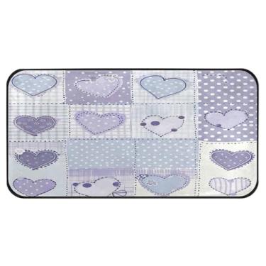 Imagem de STAYTOP Tapetes de cozinha xadrez Love Patchwork 99 × 50 cm, antiderrapante, lavável, tapetes acolchoados, de poliéster, antifadiga, conforto, alpendre, tapete para decoração de casa de fazenda