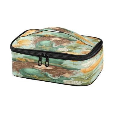 Imagem de Wassud Lancheira pequena chapéu e flores, bolsa térmica portátil com alça para escritório, praia, viagens