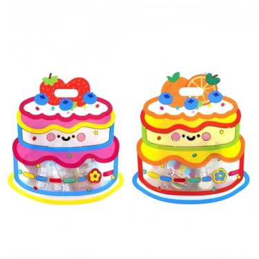 Imagem de PABCK Pacote com 20 sacos de presente de plástico transparente sacos de presente de desenho animado 21 x 22,5 cm saco de embalagem de biscoitos doces com alça resselável, lembrancinha de festa de