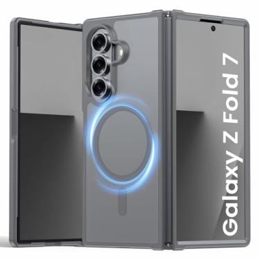 Imagem de Vividarm Capa magnética para Galaxy Z Fold 7, compatível com MagSafe [sem protetor de tela] [proteção de nível militar] Capa de telefone fina à prova de choque fosca translúcida para Samsung Z Fold 7