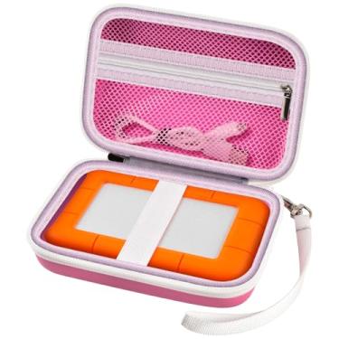 Imagem de Capa compatível com disco rígido externo LaCie Rugged Mini 1TB/2TB/4TB/5TB, suporte de armazenamento para discos rígidos para Mac e PC e cartões SD com cabo USB 3.0 2.0 (rosa)