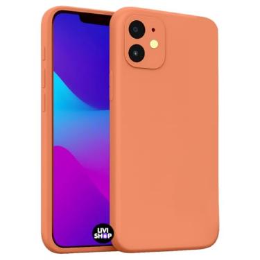 Imagem de Capa Case Capinha Para iPhone 11 Silicone Com Bordas Elevadas Aveludada Forro Premium (SALMAO)