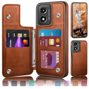 Imagem de DJDUCK Capa carteira projetada para Moto G Play 2024 com porta-cartão, [proteção de couro com bloqueio de RFID] [capa de fecho magnético] à prova de choque masculina e feminina para Moto G Play 2024