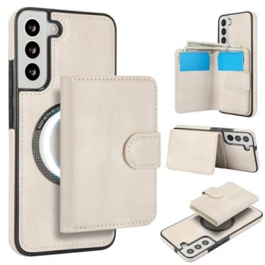 Imagem de Carteira removível para Samsung Galaxy S21 FE compatível com Magsafe capa de carregamento sem fio com suporte para cartão, compartimento para dinheiro, suporte 2 em 1 à prova de choque (branca)