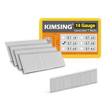 Imagem de KIMSING Pregos de concreto de calibre 14 de 32 mm de comprimento, 800 peças/caixa, pregos em T de concreto para pregadores de concreto, haste lisa