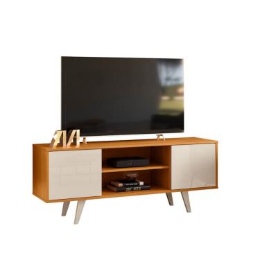 Imagem de Rack para TV até 55 Polegadas Lisboa 2 Portas Cinamomo e Off White 136 cm