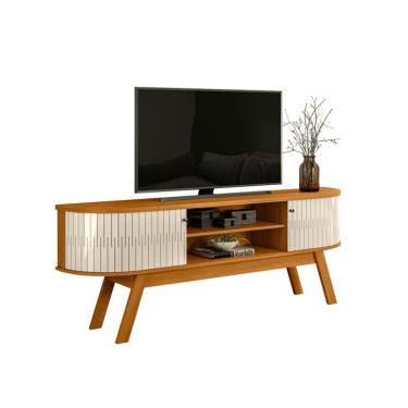 Imagem de Rack para TV até  75 Polegadas Valência 2 Portas Cinamomo e Off White 183 cm