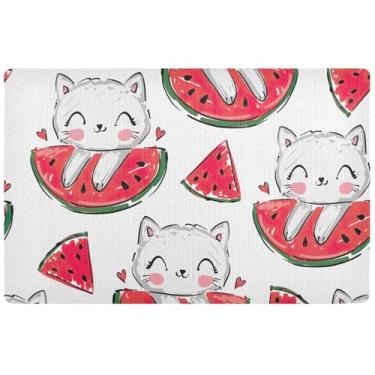 Imagem de TSENQUE Tapete de porta fofo personalizado com melancia, tapete de entrada interno, tapete de boas-vindas interno engraçado tapetes de porta externos antiderrapantes 81 x 50 cm