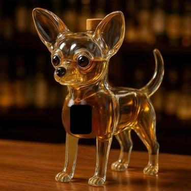 Imagem de Decantador de uísque Chihuahua de 283 g feito à mão, garrafa de vinho vazia, 3D, divertida, para cães, para armazenamento de bebidas alcoólicas, decoração de festa de Natal, presente para homens