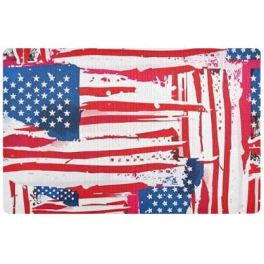 Imagem de TSENQUE Capacho personalizado com bandeira americana dos EUA, tapetes engraçados para porta da frente, tapetes engraçados, antiderrapante, 81 x 50 cm
