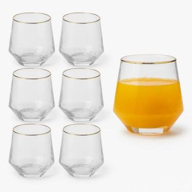 Imagem de Copo De Vidro Premium Com Borda Dourada – 330ml ou 420ml – Textura Elegante, Alta Durabilidade e Design Moderno (330ML)