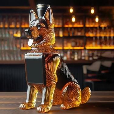 Imagem de Garrafa de vidro com garrafa de uísque pastor alemão de 293 g, engraçada, 3D, garrafas de vinho vazias para armazenamento de bebidas para armazenamento de bebidas artesanais, bares, casa, bar