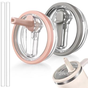 Imagem de ANTAND Pacote com 2 tampas de substituição com canudo flip para copo Stanley de 1,134 g, sem derramamento de 1,134 g, tampa flip à prova de derramamento para tampas Stanley, capas reutilizáveis para