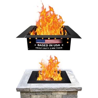 Imagem de Forro de anel de inserção de fogueira quadrado, aço resistente de 2,0 mm, diâmetro interno de 61 cm, diâmetro externo, 81 cm de diâmetro externo, para lareira de lenha, acampamento e fogueira