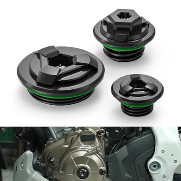 Imagem de NICECNC Kit de capa de motor preta, tampa de enchimento de óleo e tampa de orifício de sincronização compatível com Honda CRF1000L Africa Twin/Adventure Sports 2016-2019, CRF1100L Africa Twin