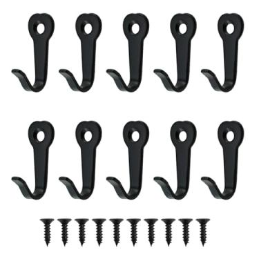 Imagem de RLECS 10 peças de gancho de parede preto em forma de coração de aço carbono 4 x 2,2 x 1,6 cm com parafusos, organizador de armário de cozinha para pendurar toalhas, ferramenta-chave, vasos de plantas