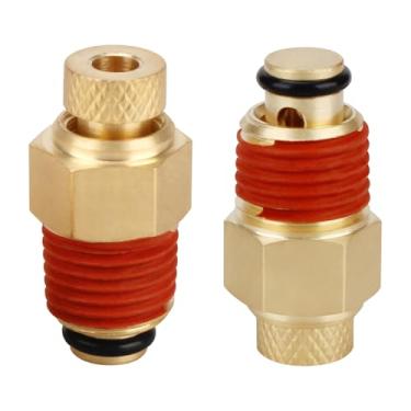 Imagem de SAQXK 2 peças de substituição de válvula de drenagem de compressor de ar N286039 A17038 Válvula de drenagem de latão compatível com PORTER CABLE C2002/C2005 Compressor de ar 1WC94 Tipo 0, 1WC94 Tipo 1
