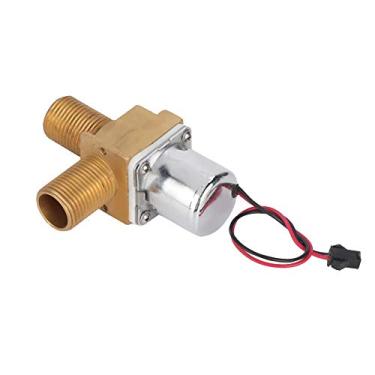 Imagem de Cryfokt Válvula Solenóide de Cobre Com Sensor de Mictório para Banheiro 6V para Uso Profissional Com Válvula de 90 Graus para Banheiros Públicos (Uma de filamento de urinol de 90 graus)