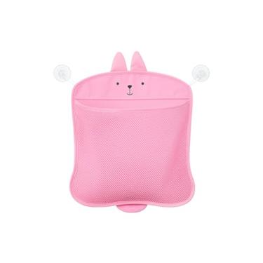 Imagem de Organizador Infantil de Brinquedos para Banheiro com Ventosas | Cesto com Rede de Malha para Secagem e Organização | Suporte para Parede – Mantém Brinquedos Aéreos e Arrumado (Coelho Rosa)