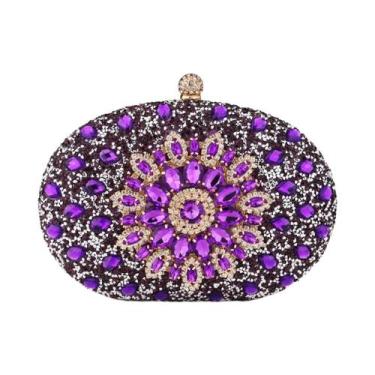 Imagem de Bolsa De Mão De Luxo Com Diamantes Para Noite, Carteira Feminina De Cr