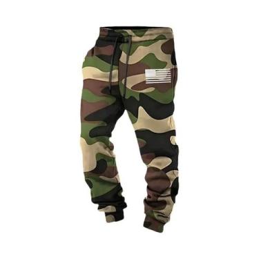 Imagem de Calças De Moletom Masculinas Com Estampa Camuflada 3D, Cordão Elástico
