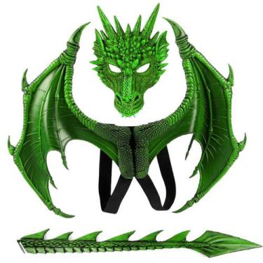 Imagem de Conjunto de fantasias de dragão Alodidae Green Wings Mask Tail