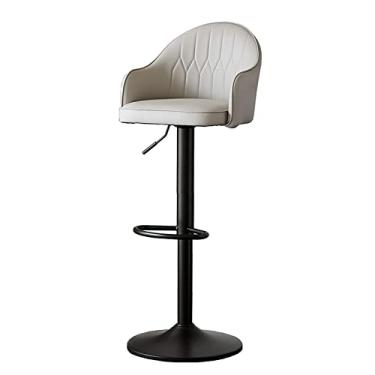 Imagem de Banquetas giratórias com encosto e apoio para os pés, banco de bar de couro PU, cadeira de bar estofada moderna, almofada espessa, pernas de metal, bancos ajustáveis