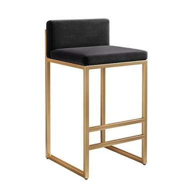 Imagem de Conjunto de 1/2 bancos de bar modernos de metal com apoio para os pés dourado veludo cadeiras de bar para ilha de cozinha