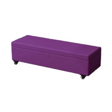 Imagem de Banco Com Arrumação E Assentos Banco De Quarto Com Arrumação De Arrumação De Quarto Material De Couro Pufe Cama De Entrada Adequado Para Diversas Ocasiões(Purple,51x15.7x15.7in)
