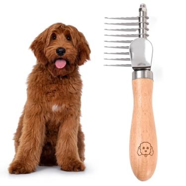 Imagem de Escova e ancinho para cães, escova desembaraçadora para cães, ferramenta de pente para cuidados pessoais, melhor para rabiscos, poodles, Goldendoodles, gatos e outros animais de estimação, remoção de