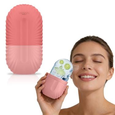 Imagem de Ice for Face, Massageador de rolo de rosto de gelo, bolsas para os olhos, reduz a dor de enxaqueca, molde de silicone de massagem reutilizável (rosa)