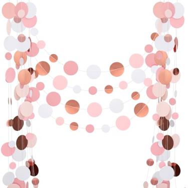 Imagem de Milifox Guirlandas de festa de 1,5 m, pontos circulares de guirlanda de papel, decorações de faixa circular pendurada para aniversário, festa, casamento, chá de bebê, formaturas, Natal, decoração de