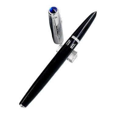 Imagem de Clouism Canetas-tinteiro com enchimento de pistão de pressão design de tinta visível material de escritório escolar papelaria ponta EF/F presente de escrita (preto, F 0,5 mm)