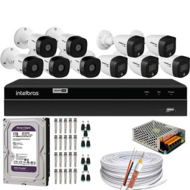 Imagem de Kit CFTV 10 Câmeras Intelbras 5 cam Full Color 5 cam 1220b Full Hd Dvr