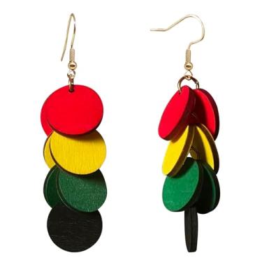 Imagem de Zszkoz Brincos redondos de madeira boêmios para mulheres, leves, feitos à mão, geometria natural, joia de declaração, Small, Madeira, Sem pedra preciosa