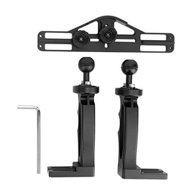 Imagem de Suporte de câmera subaquático com punho de mão duplo, todo em metal, estabilizador de suporte para lanterna de mergulho para fotografia de esportes subaquáticos, liga de alumínio, (Preta)
