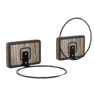 Imagem de Etenpo Conjunto de 2 suportes de parede para basquete, suportes de armazenamento de bolas, feitos de madeira de pinho marrom premium e metal resistente, para armazenamento de basquete, futebol, vôlei