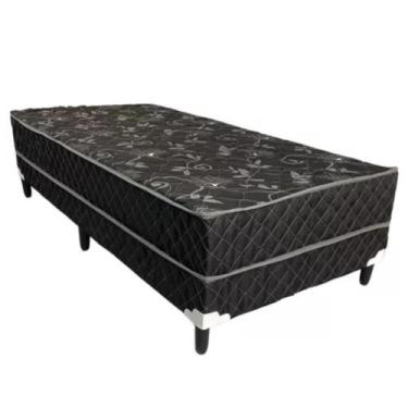 Imagem de Cama Box Solteiro Conjugada Ortopédica 88x188 Preto - RR COLCHOES