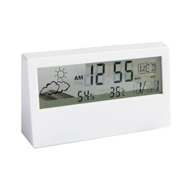Imagem de Relógio de Mesa Digital Transparente com Função Data Temperatura e Umidade Design Moderno Pequeno para Decoração Quarto Escritório Sala Estar Perfeito