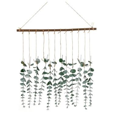 Imagem de Decoração de casa de banho decoração de parede artificial eucalipto decoração de parede artificial folha de eucalipto vegetação casa de fazenda rústica flor artificial para pendurar na parede