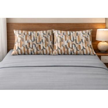 Imagem de Kit de Lençol Queen Qualidade Durabilidade Conforto Malha 100% Algodão Colorido (Cinza)