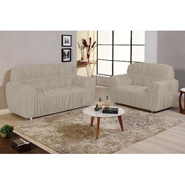 Imagem de capa de sofa 3 e 2 lugares padrao 21 elasticos super ajustavel qualidade premium (PALHA)