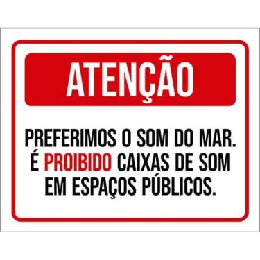 Imagem de Kit 3 Placas Atenção Preferimos Som Do Mar Caixas Som