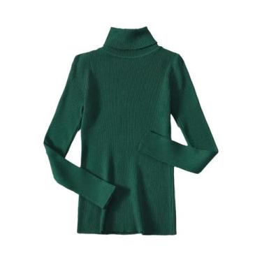 Imagem de Suéter Feminino De Gola Alta Preto, Moda De Inverno, Tricô Elástico, T